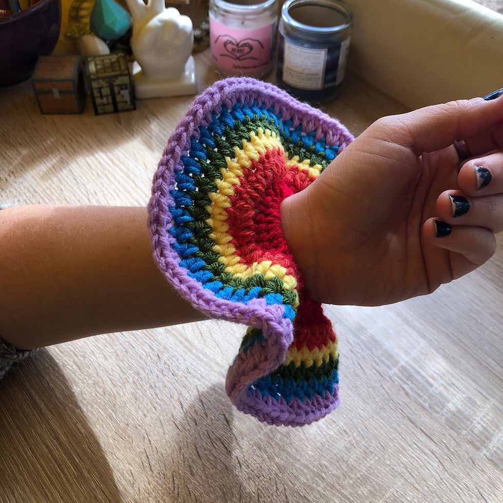 Thumbnail: Jumbo Rainbow Crochet Scrunchie