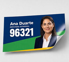 Adesivo de para-choque para campanha eleitoral com arte de candidata fictícia, mockup de estúdio