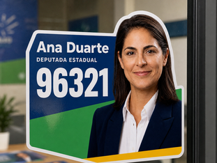 Simulação de adesivo em corte de contorno de campanha eleitoral