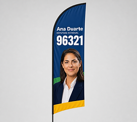 Wind banner premium de campanha eleitoral com base de concreto, mockup de estúdio