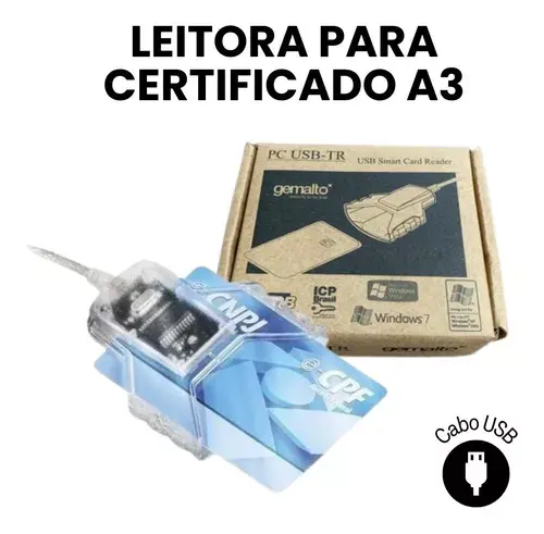 Leitor de Cartão Smart Card para Certificado Digital Gemalto