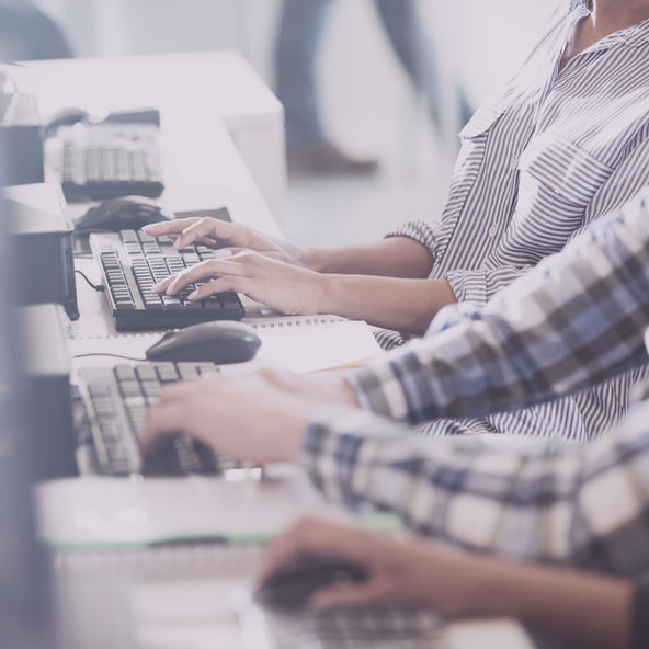 Team working together on computers