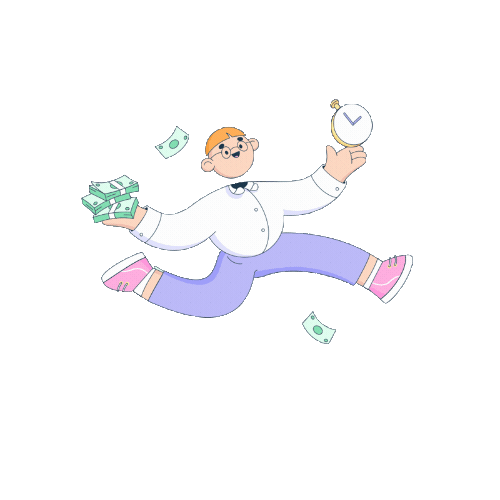 Man running with money