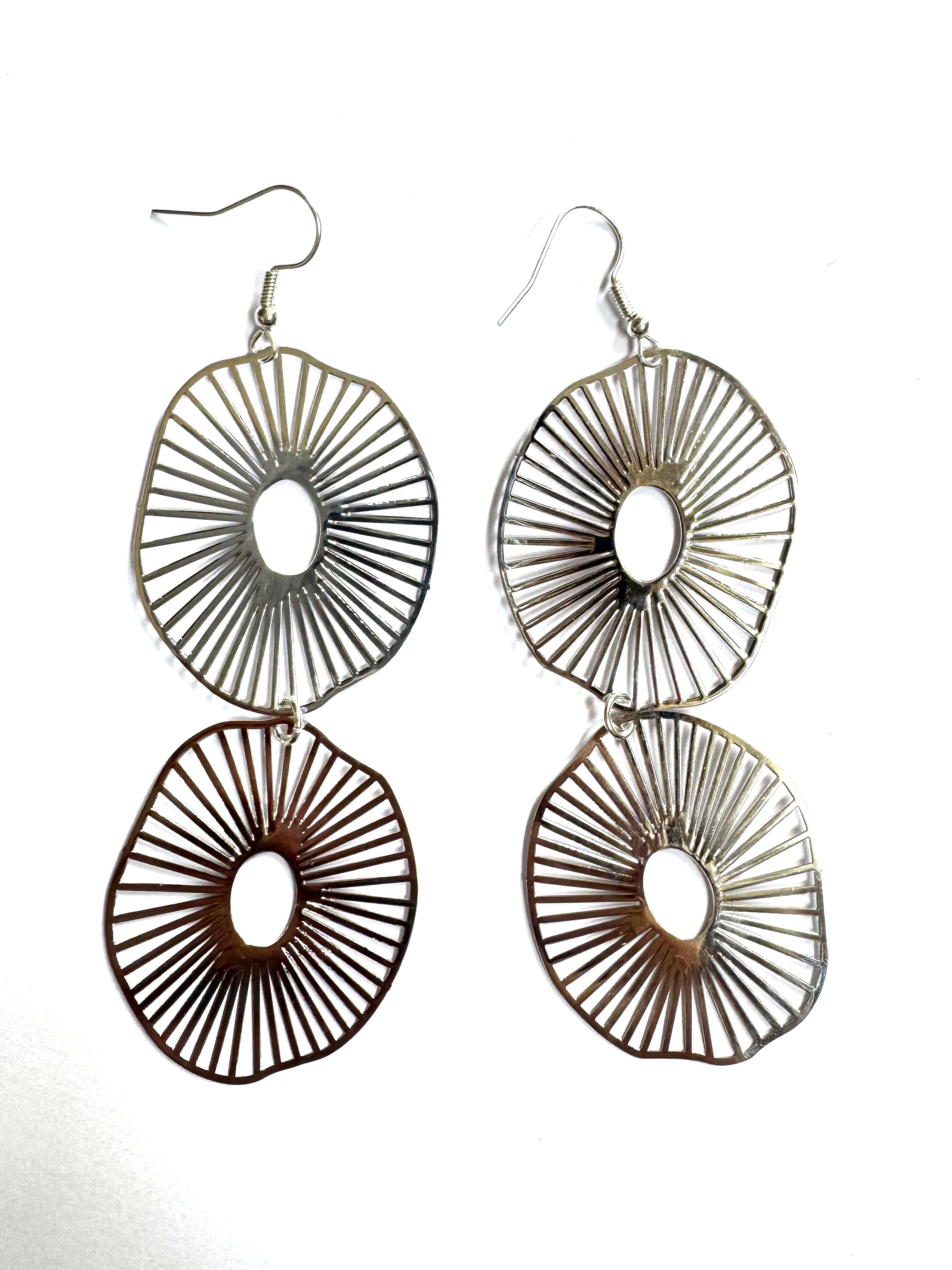 Pendientes doble ovalo plata