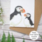 Mother's day puffins card made from 100% recycled paper designed by Jess Smith from Silverpasta Crafts
