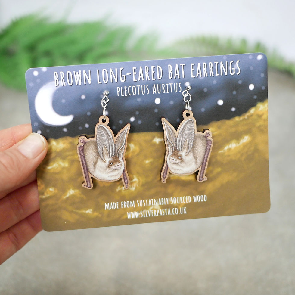 Thumbnail: Brown Long-Eared Bat Earrings