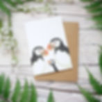 New baby puffin card made from 100% recycled paper designed by Jess Smith from Silverpasta Crafts
