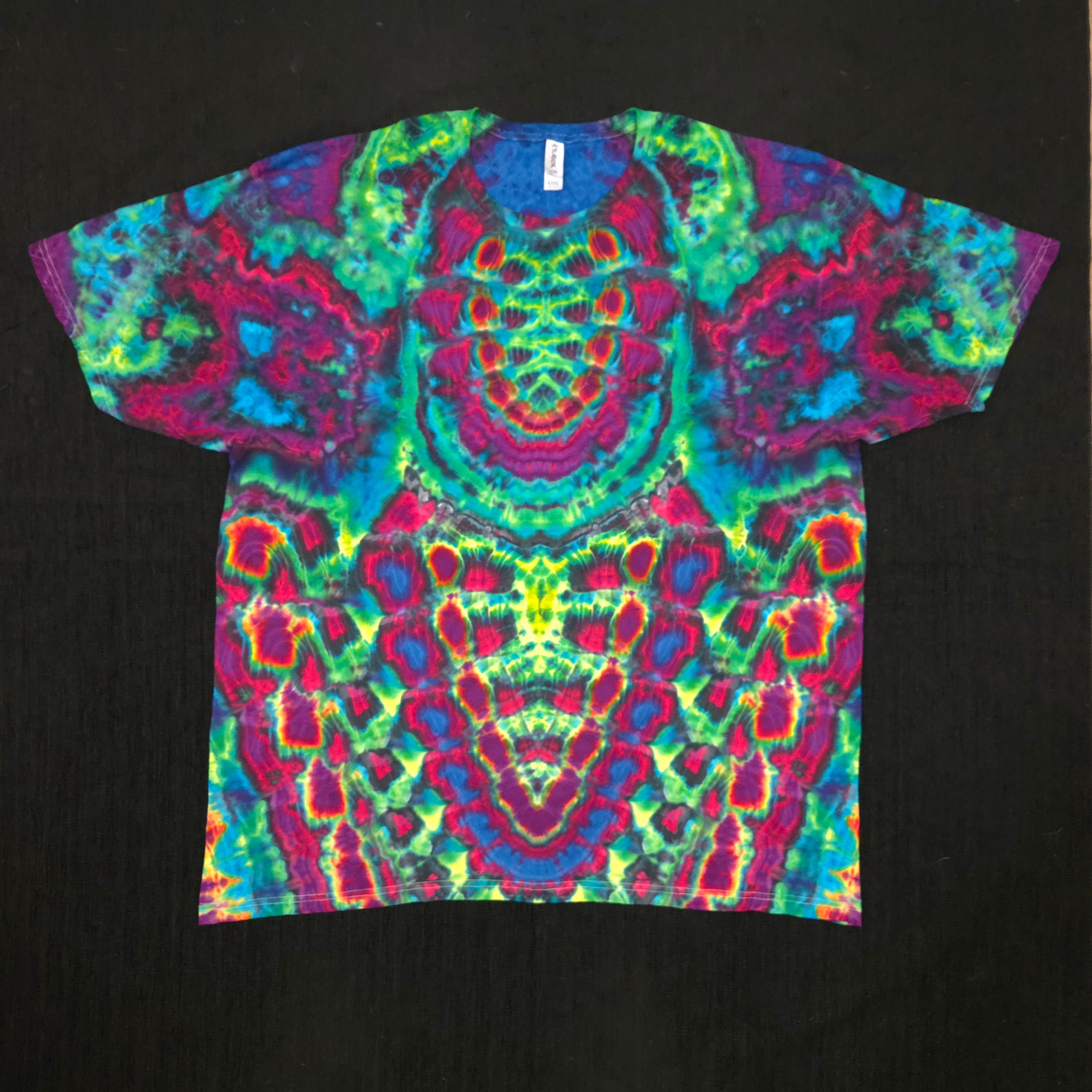 Roll/Trip style - Red/Purple/Blue/Green - 3XL, hand-dyed fiber reactive tie dye by Jon Riley