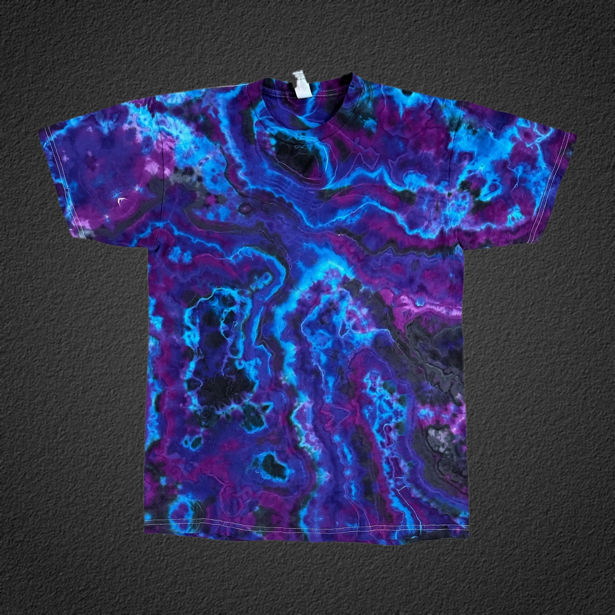 Geo - Blue/Turquoise/Purple - S, hand-dyed fiber reactive tie dye by Brent Walker