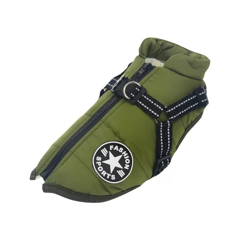 Miniatura: Jaqueta Pet Impermeável com Peitoral 🐕❄️ Roupa de Inverno 2 em 1 para C�