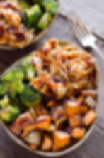 Maple Pulled Pork , Roasted Sweet Potatoes and Broccoli