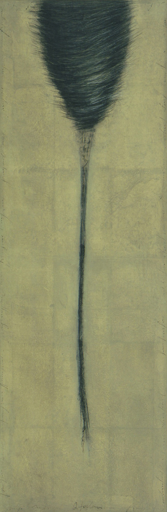 Senza titolo, 1997, pastello e olio su carta su tela, cm 150 x 50