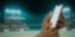 A person holding a smart phone using digital properties and apps to enhance fan experience while at a ballpark