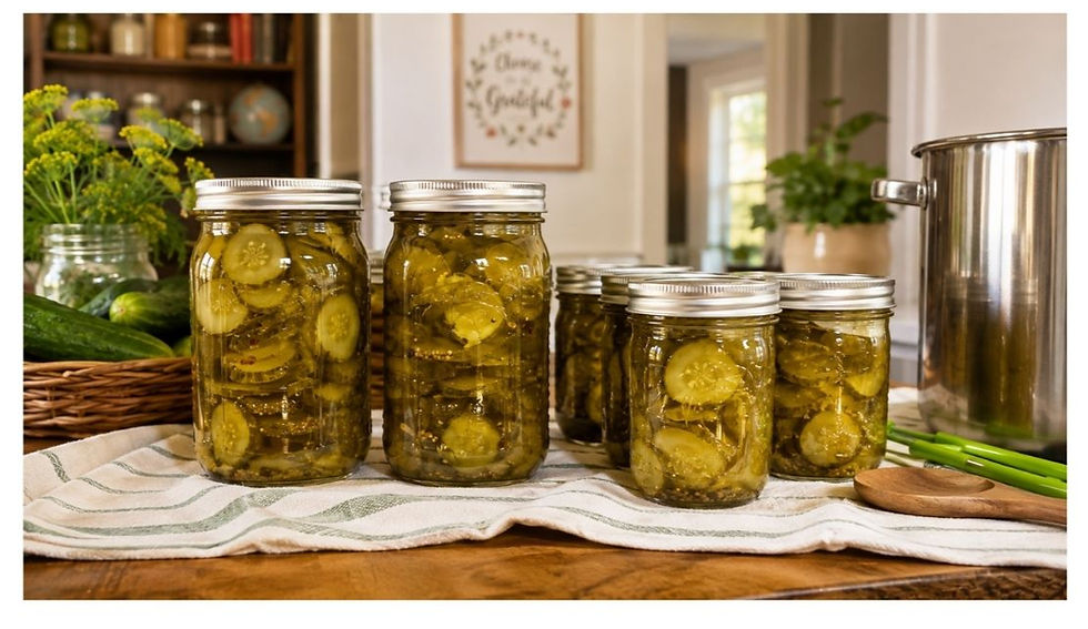 pickled cucumbers in jars sitting on countertop