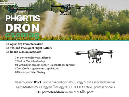Legújabb növényaktivátorok - a PHORTIS termékcsalád - mely ötvözi a lombtrágyák és növénykondícionálók jótékony hatásait. Drónos kijuttatásra optimalizált formulája kis dózisban is rendkívül hatékony, tank-mix kompatibilis és gyorsan oldódik. A termék célzottan támogatja a vegetatív növekedést, a gyökér- és hajtásfejlődést, valamint mérsékli az abiotikus stresszhatásokat (hideg, hőség, vízhiány), így biztosítja a termésképződés alapját.