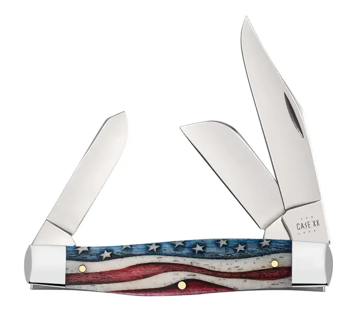 Case 64142: Star Spangled Series Embellished Smooth Natural Bone Large Stockman