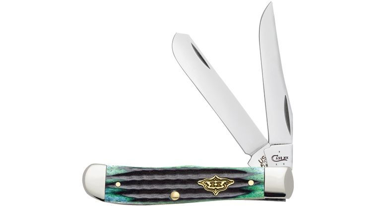 Case #30956: Second Cut Jigged Hunter Green Bone Mini Trapper