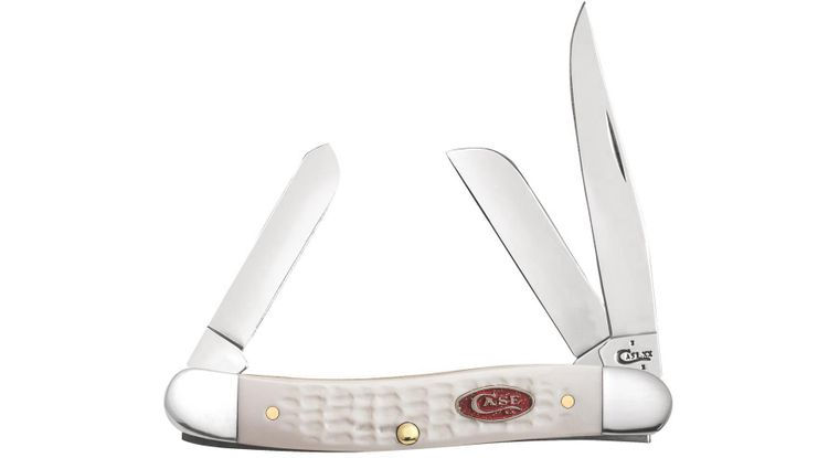 Case 60190: SparXX Jigged White Medium Stockman with Synthetic Handles