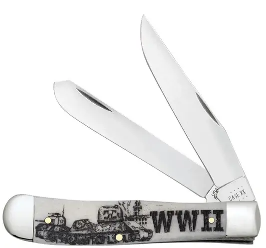 Case 50950: War Series WWII Embellished Smooth Natural Bone Trapper