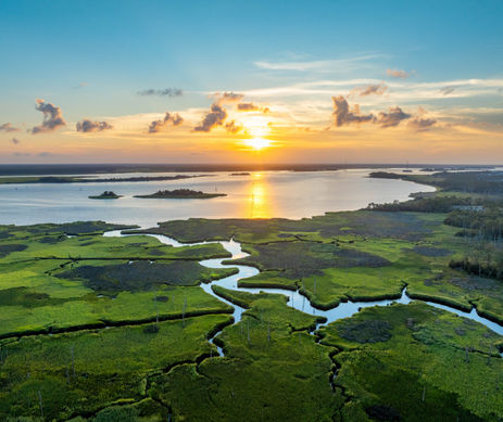River Lights Cape Fear River NC Sunset