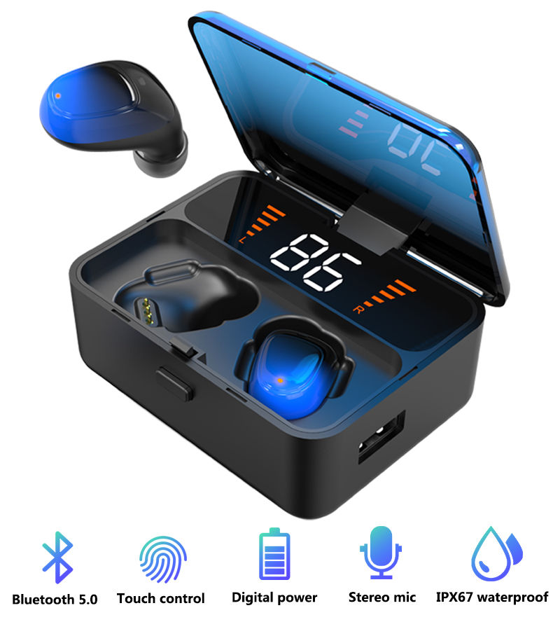 Miniatura: Wireless Bluetooth Earphones with Digital Display