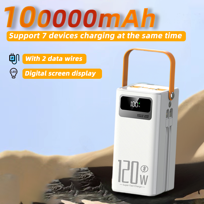 120W 100000mAh Fast Charging Power Bank Large Capacity Outdoor Mobile Power Supp