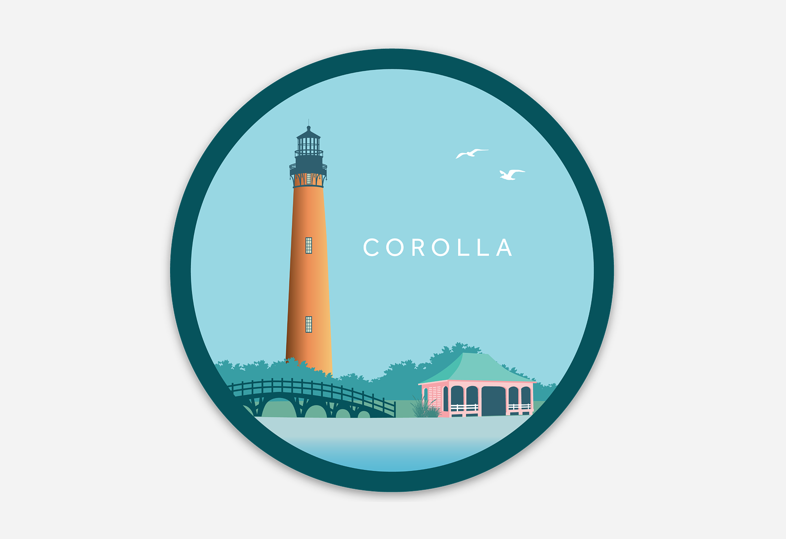 - Corolla Bridge + Lighthouse  Stickers - Round