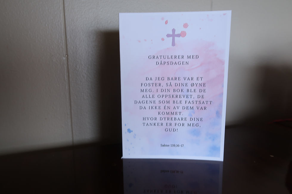 Miniatyrbilde: Dåp. Du så meg. Salme 139,16-17