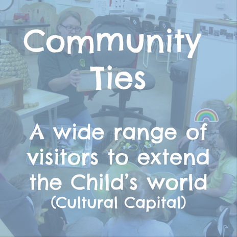 Children engaging with visiting community members in a pre-school activity setting.