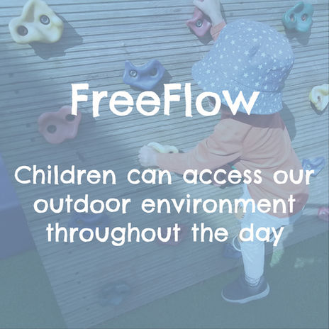 Children exploring the outdoor play area during free-flow learning time.