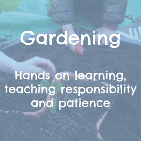 Child gardening outdoors, learning to care for plants through hands-on experience.