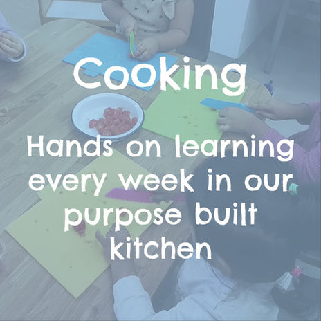 Child participating in a hands-on cooking activity in the pre-school’s purpose-built kitchen.
