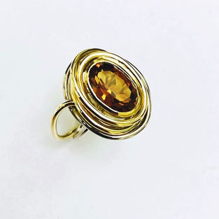 Golden ring with citrine