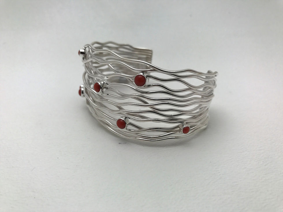 Thumbnail: Rainwater Cuff Bracelet with Coral