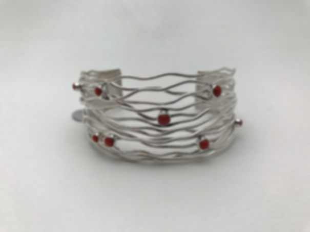 Rainwater Cuff Bracelet with Coral