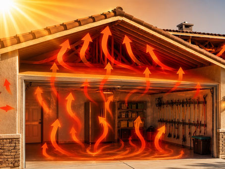 A garage overheating and reflecting into the home.