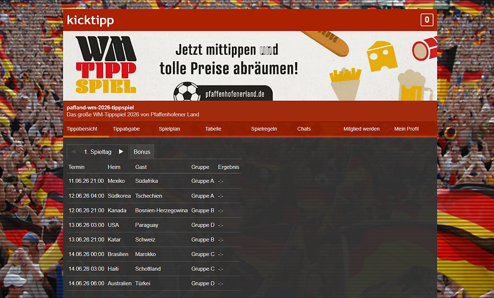 Tippseite von Kicktipp
