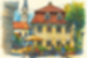 Europäisches Café mit Kirche und Statue.png