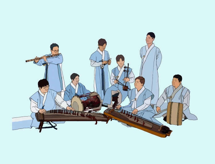 한복 얼굴 하늘배경