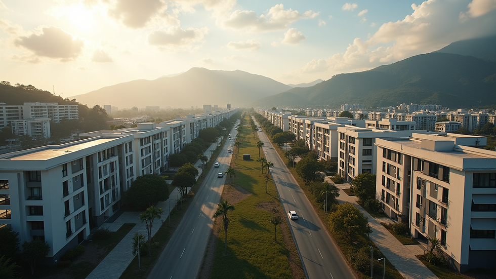 Vista aérea de un conjunto residencial moderno en Guatemala