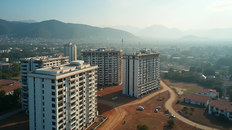 Vista aérea de un desarrollo inmobiliario en construcción en Guatemala