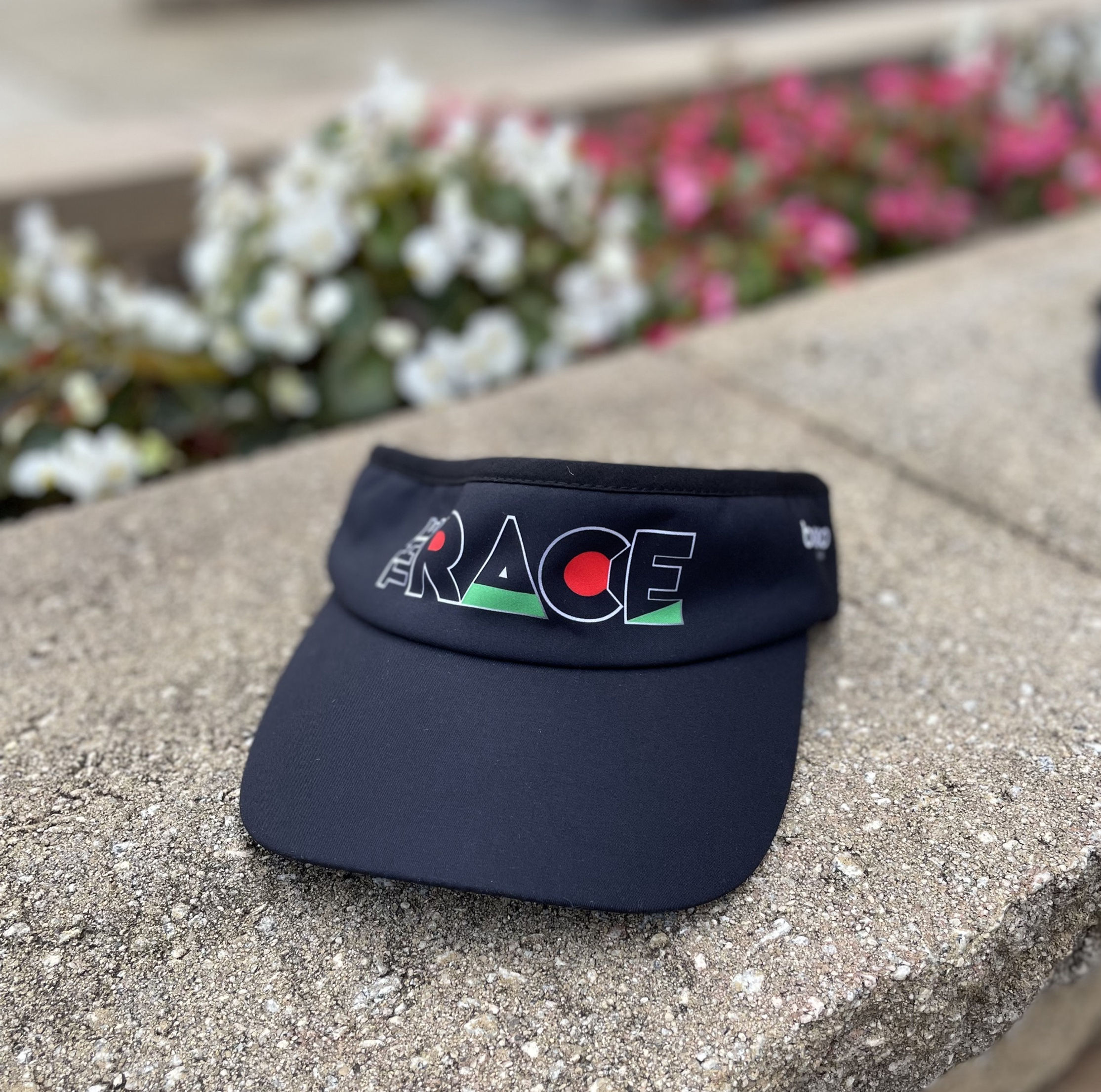 The Race Full Logo Visor w RBG Stripe