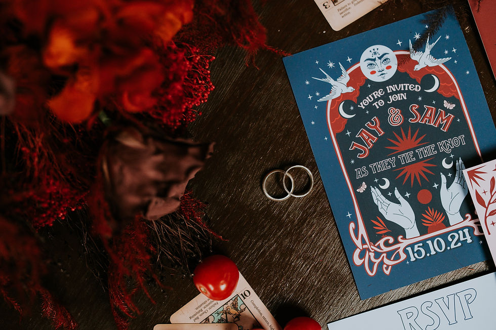 alterntive tarot inspired wedding stationery, gothic wedding with a twist, gothic wedding invitations, alternative wedding invitations, alt wedding inspiration
