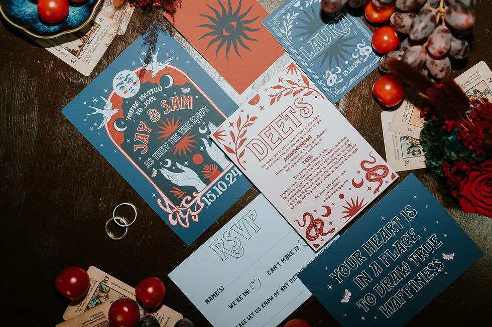 alterntive tarot inspired wedding stationery, gothic wedding with a twist, gothic wedding invitations, alternative wedding invitations, alt wedding inspiration