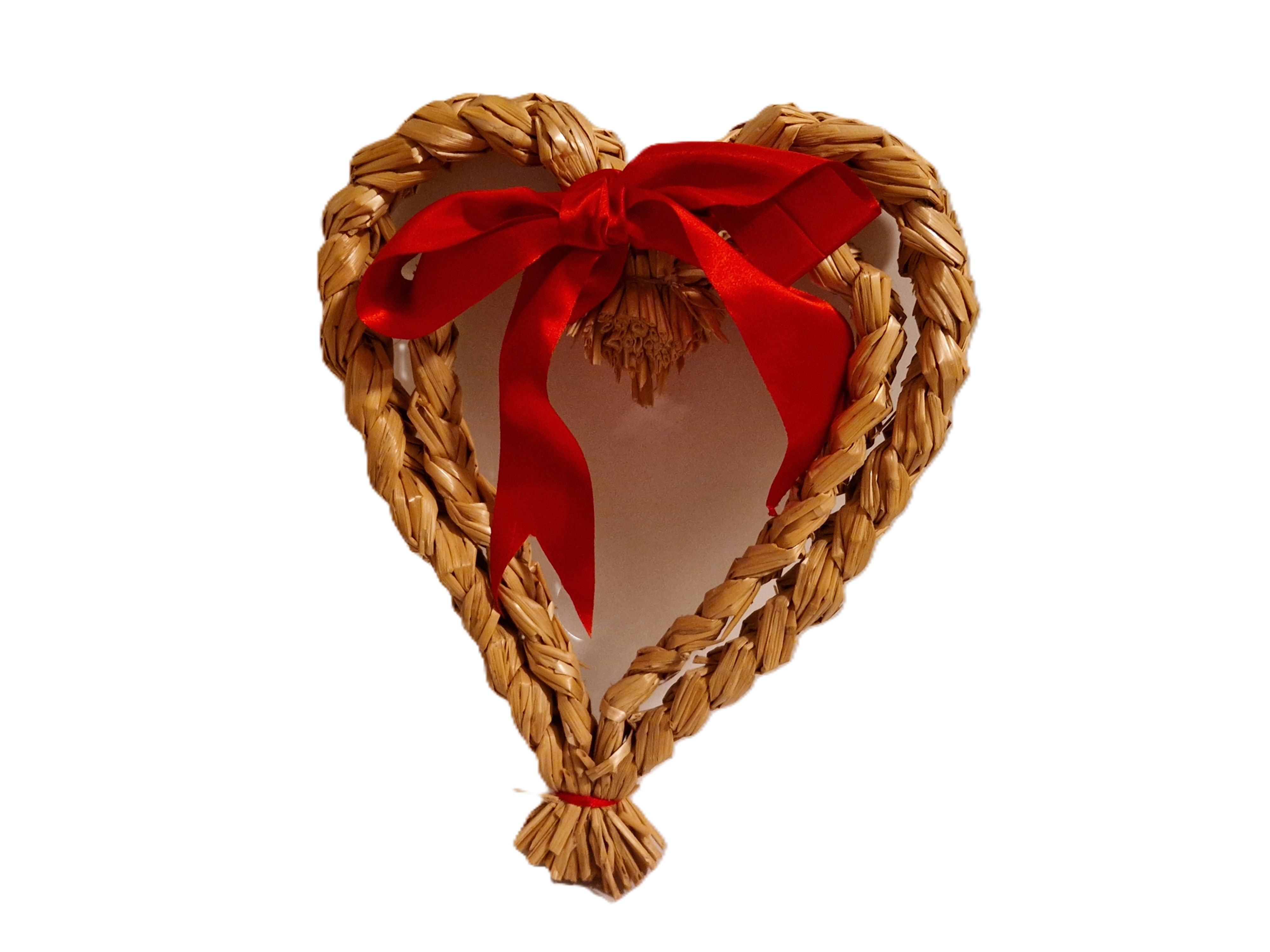 Olkilettisydän tupla, rusetilla, vanha perinnejoulukoriste.