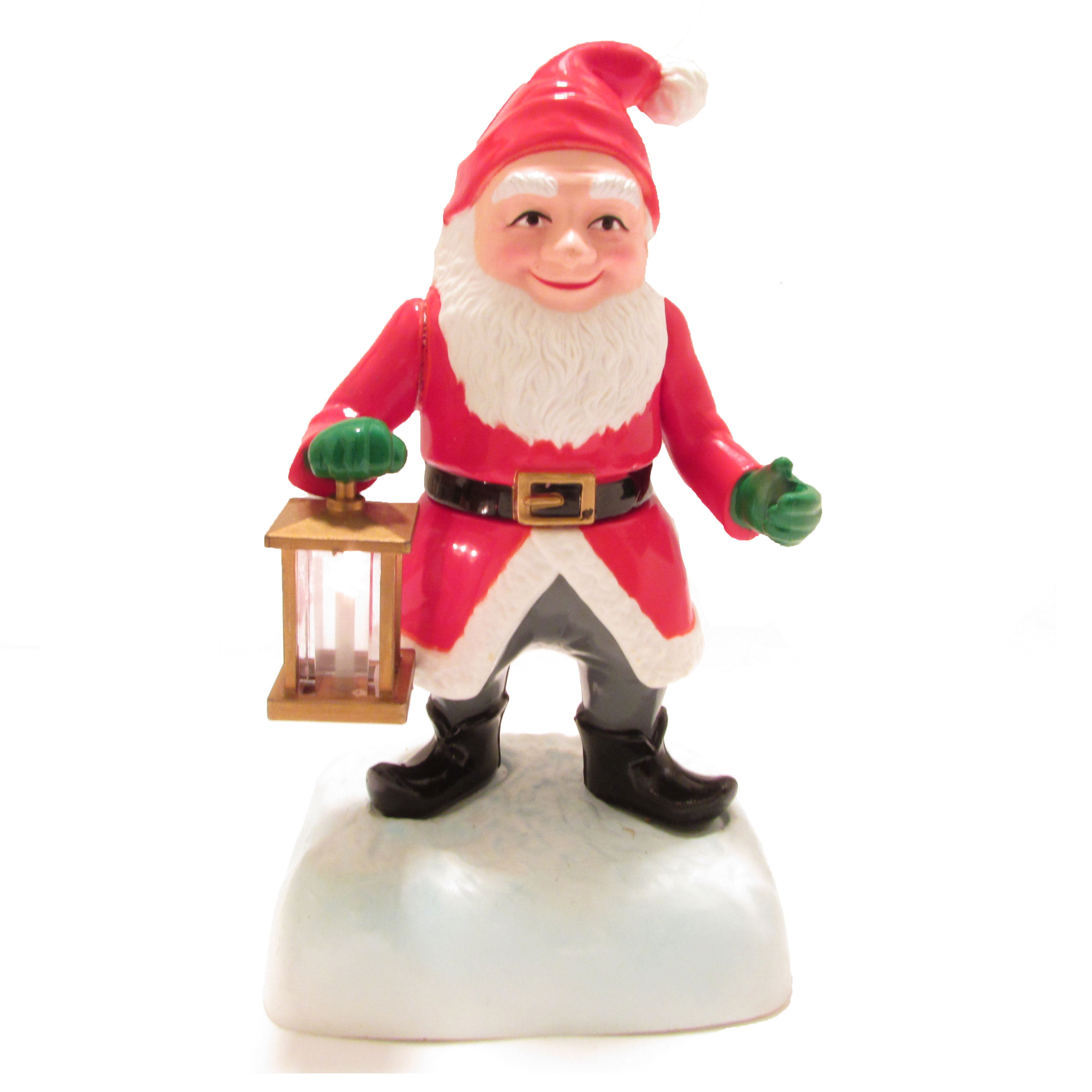 Retro joulupukki ja lyhty.