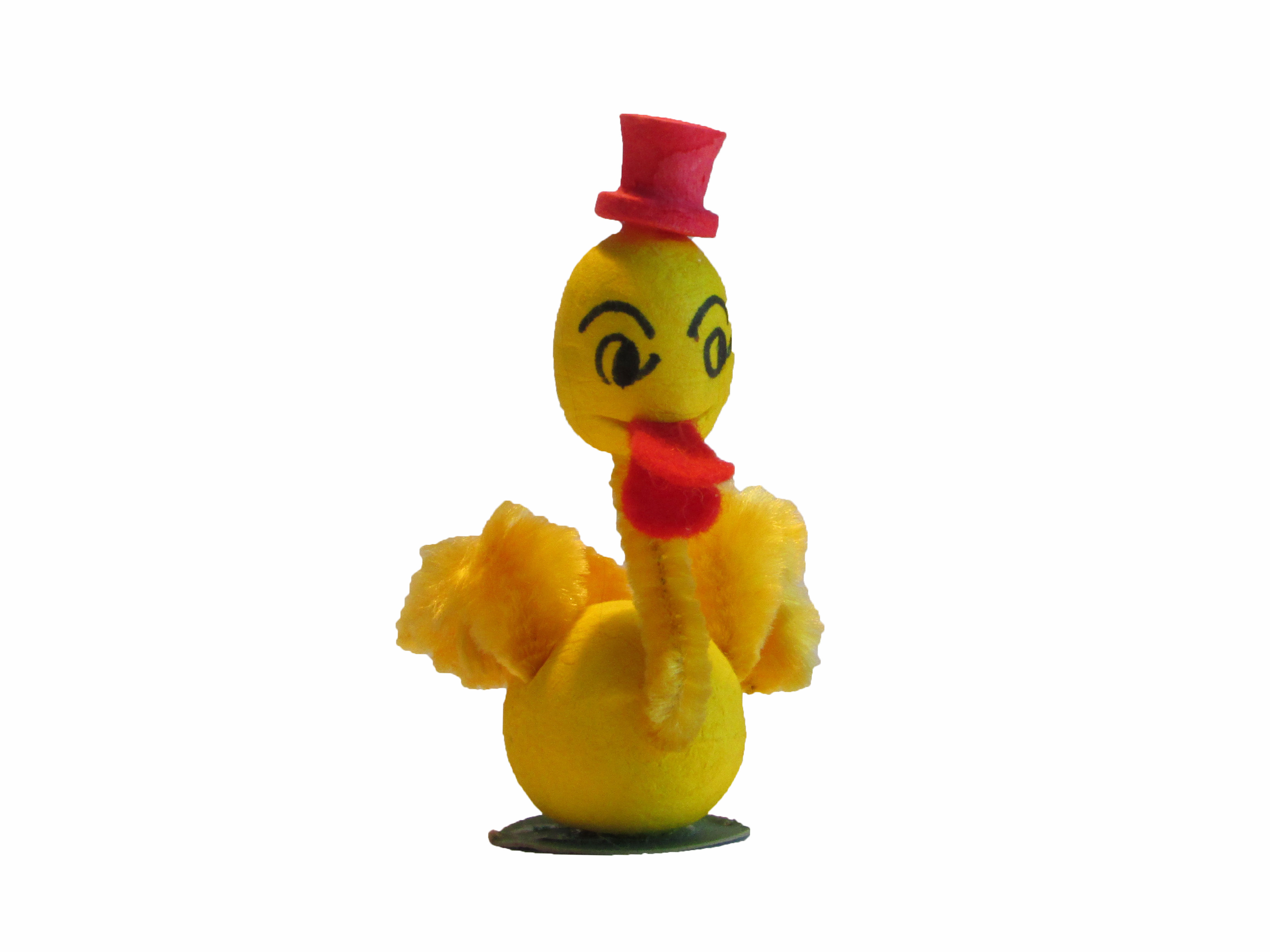 Vanha pääsiäiskoriste ankka, punainen hattu