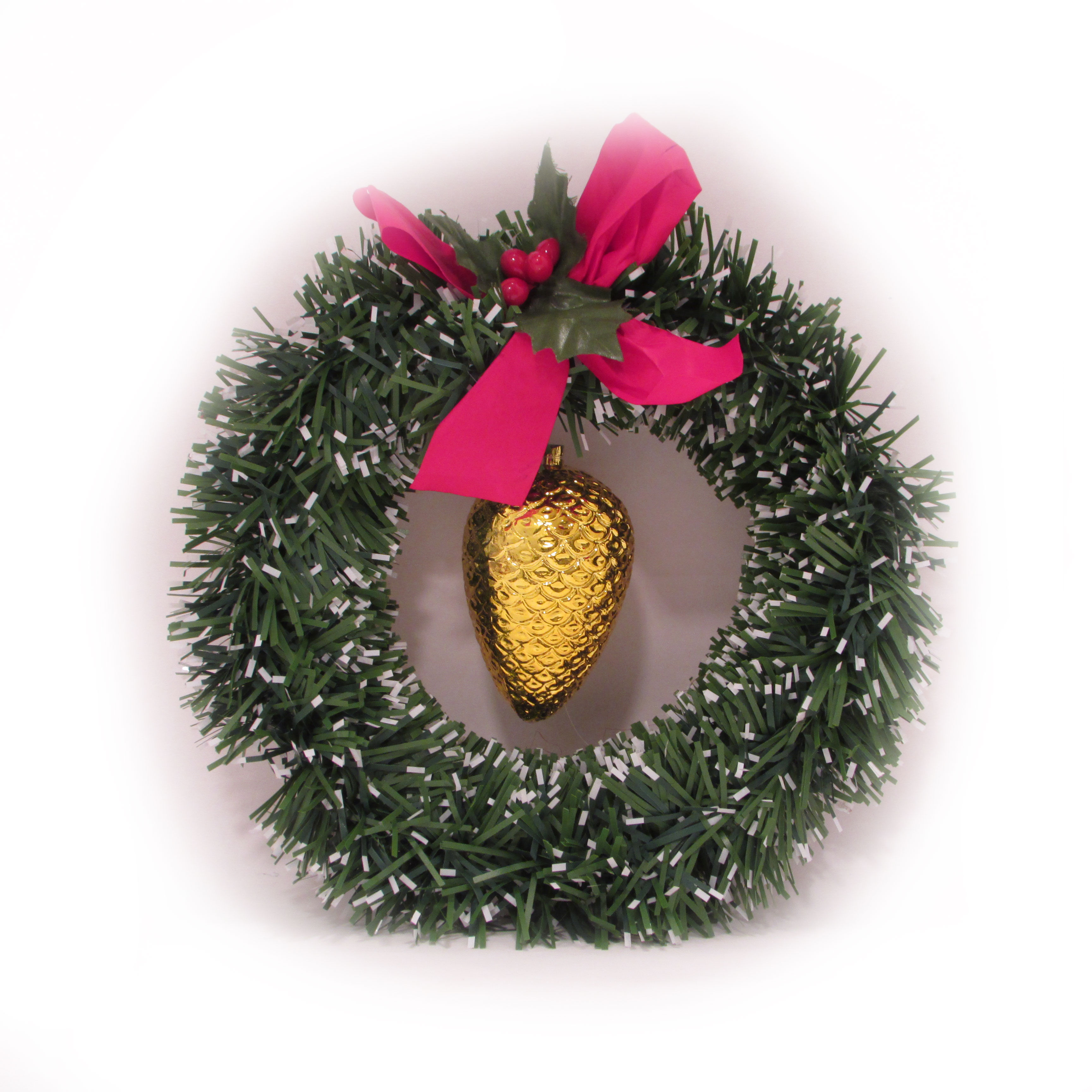 Ovikranssi kultainen käpy ja rusetti.