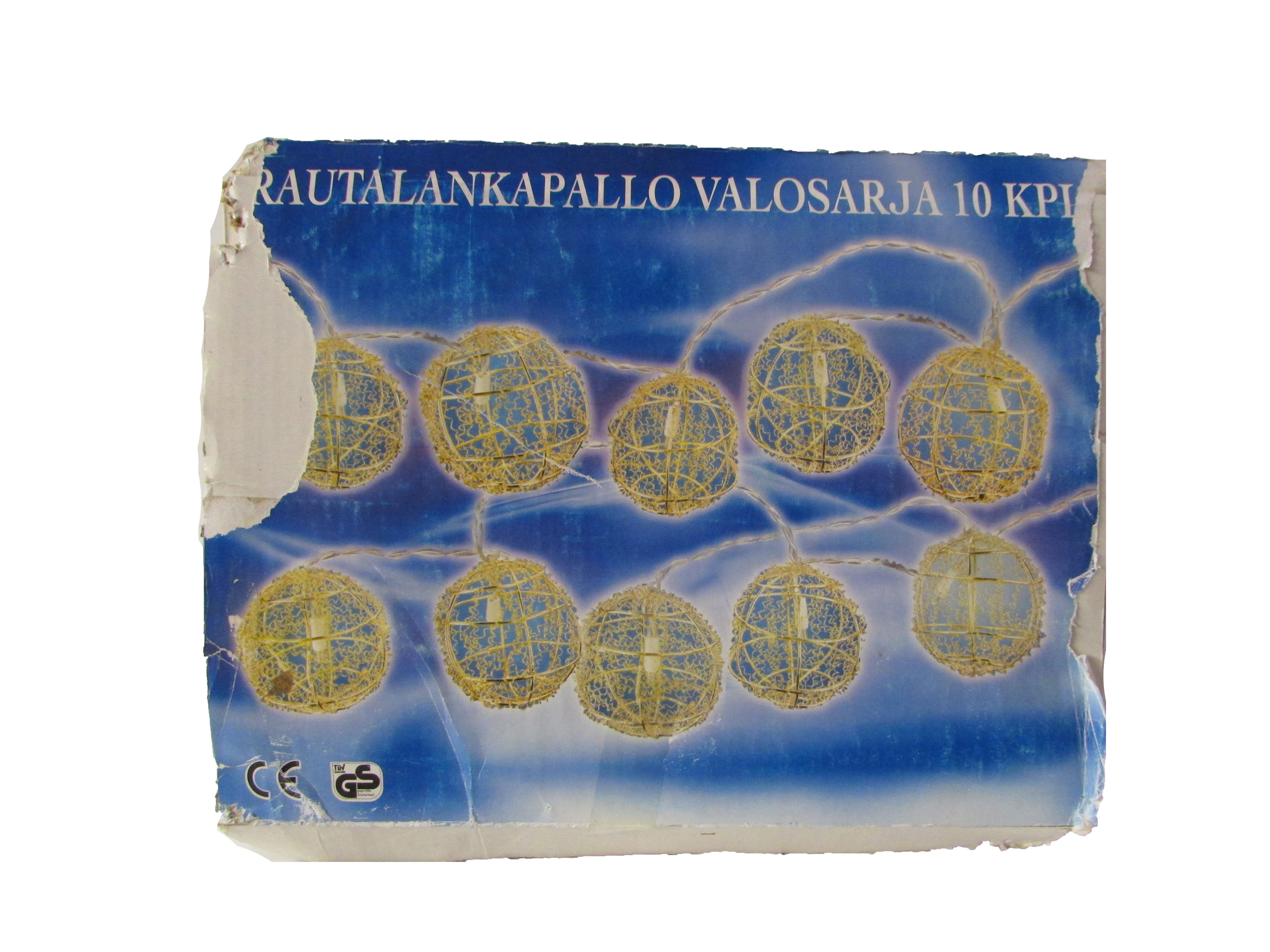 Retro valosarja, jouluvalot, rautalankapallo