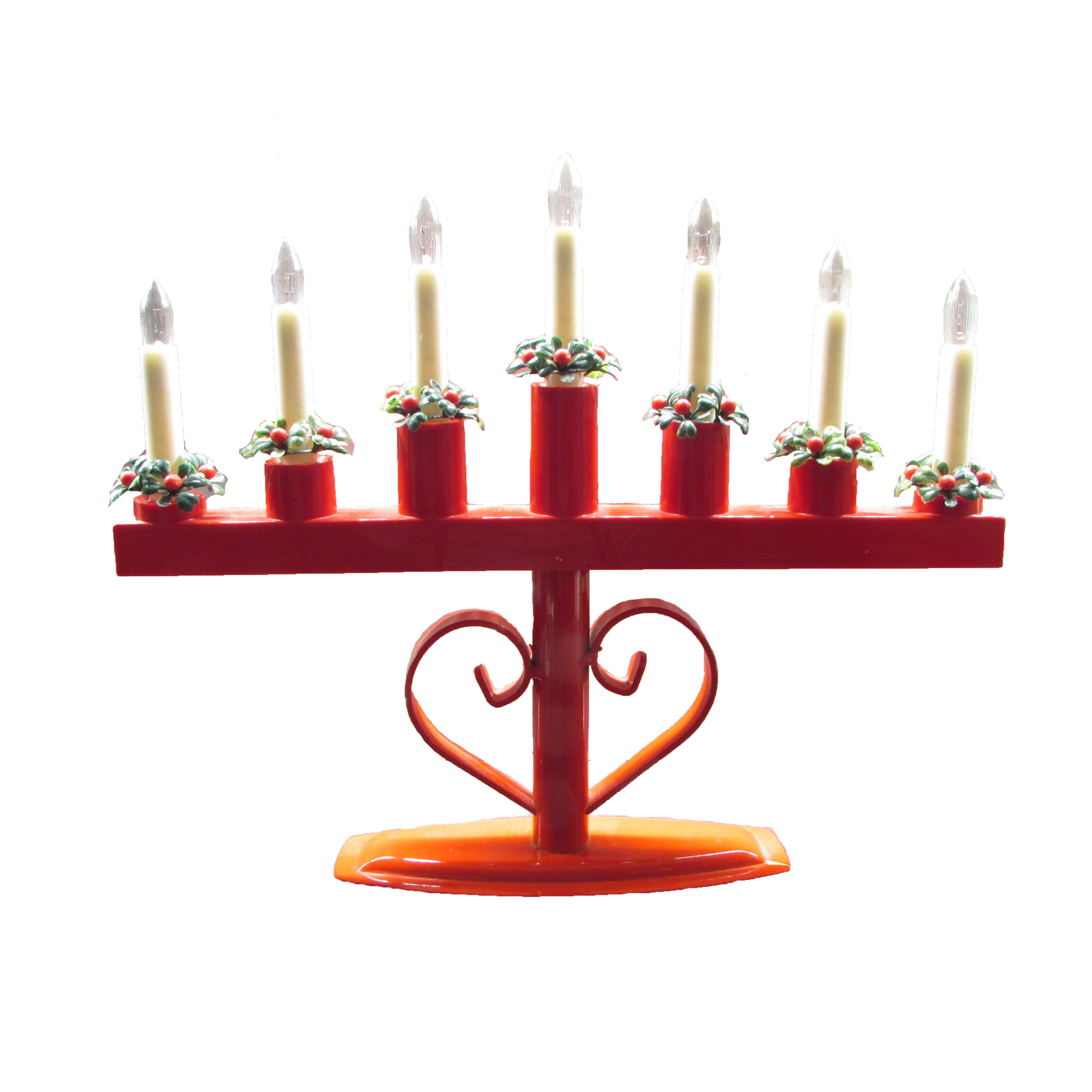 Retro sähkökynttilänjalka -70 luvulta, punainen sydän